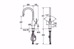 Picture of KWC SIN Küche chromeline A 200 Hebelmischer Auszugauslauf verdeckt Neoperl Caché bis 500 mm au, chromeline, flex-PEX 3/8", Art.Nr. : 10.261.102.000FL
