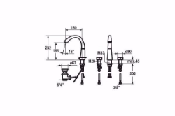 Picture of KWC ZOE Waschtisch chromeline A 150 Zweigriffmischer Schwenkauslauf 90° Neoperl Caché OptimalS, chromeline, ohne AV, 3-Loch, flex-PEX 3/8", Art.Nr. : 12.203.161.000FL