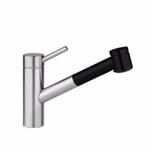 Picture of KWC INOX Küche edelstahl/schwarz matt A 235 Hebelmischer Auszugbrause mit SprayClean bis 700 mm aus, st/schwarz-matt, flex-PEX 3/8", Art.Nr. : 10.271.033.736FL