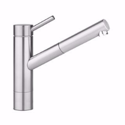 Picture of KWC INOX Küche edelstahl A 230 Hebelmischer Auszugauslauf Neoperl Cascade bis 700 mm ausziehbar, stahl, flex-PEX 3/8", A230, Art.Nr. : 10.271.303.700FL
