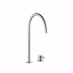 Picture of KWC ERA Küche edelstahl A 225 Hebelmischer Schwenkauslauf 150° oder 360° Neoperl Perlator lam, Stahl, flex-PEX 3/8", A225, J-Auslauf, Art.Nr. : 10.392.023.700FL