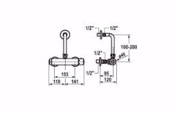Picture of KWC IQUA-LINO Dusche m.Wandbog., chromeline, Batterie, AD153, Therm, Start/Stop-Taste, D35, ohne Raccord, ohne Knopf, Art.Nr. :  21.692.100.000OR