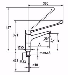 Picture of KWC GASTRO Küche Schwenka. A300, chromeline, langer Hebel, flex-PEX 3/8", Art.Nr. : 24.501.104.000LLFL