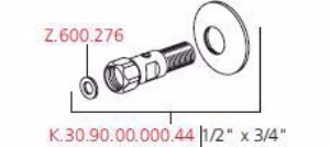 Picture of KWC Wandanschluss absperrbar 1/2"x3/4", L40mm, Art.Nr. : K.30.90.00.000.44
