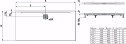 Picture of Laufen PRO - Duschwanne, aus Verbundwerkstoff Marbond, superflach, rechteckig, Ablauf an langer Seite, 1800 x 900 x 33,  000, weiss , Art.Nr. : H2119510000001