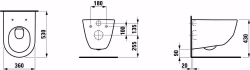 Picture of Laufen PRO - Wand-WC, Tiefspüler, mit Spülrand, 360 x 530 x 345,  400, LCC-weiss , Art.Nr. : H8209564000001