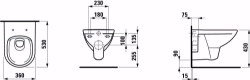 Picture of Laufen PRO - Wand-WC 'rimless', Tiefspüler, ohne Spülrand, 560 x 360 x 400,  000, weiss , Art.Nr. : H8209600000001