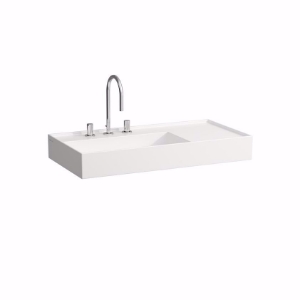 Picture of Laufen KARTELL BY LAUFEN - Waschtisch, Ablage rechts, mit verdecktem Ablauf, 900 x 460 x 120 759, grau matt 1 Hahnloch/ohne Überlauf, Art.Nr. : H8103387591111
