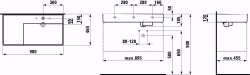 Picture of Laufen KARTELL BY LAUFEN - Waschtisch, Ablage links, mit verdecktem Ablauf, 900 x 460 x 120 020, schwarz 1 Hahnloch/ohne Überlauf, Art.Nr. : H8103390201111