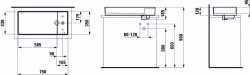 Picture of Laufen KARTELL BY LAUFEN - Waschtisch-Schale mit Armaturenbank, mit verdecktem Ablauf, 750 x 350 x 120 757, weiss matt 1 Hahnloch/ohne Überlauf, Art.Nr. : H8123327571111