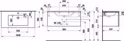Bild von Laufen Pro S - Komplettset 1000 mm, Waschtisch 'slim' mit Waschtischunterbau 'Pro' mit Schublade und Innenschublade, inkl. Schubladen-Ordnungssystem, 1000 x 500 x 440, 479, eiche hell, 1 Hahnloch, Art.Nr. : H8609664791041