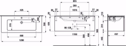 Bild von Laufen Pro S - Komplettset 1200 mm, Waschtisch 'slim' mit Waschtischunterbau 'Pro' mit Schublade, 1200 x 500 x 460, 480, graphit, 1 Hahnloch, Art.Nr. : H8609674801041