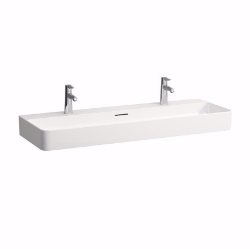 Bild von Laufen VAL - Doppelwaschtisch VAL 120X42 WS MATT, 757 weiss matt, 1 Hahnloch, 1200 x 408 x 155, Art.Nr. : H8102897571041
