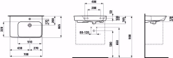 Picture of Laufen MODERNA R - Waschtisch unterbaufähig, Abstellfläche links, 000 weiss, 1 Hahnloch/ohne Überlauf, 787 x 200 x 496, Art.Nr. : H8175410001111