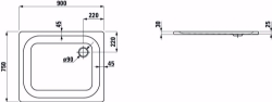 Picture of Laufen PLATINA - Duschwanne, rechteckig, Stahl emailliert (3,5 mm), extraflach (25 mm), 000 weiss, mit Schallschutz, 900 x 750 x 25, Art.Nr. : H2150030000411
