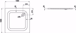 Picture of Laufen PLATINA - Duschwanne, quadratisch, Stahl emailliert (3,5 mm), extraflach (25 mm), 000 weiss, mit Schallschutz, 1000 x 1000 x 25, Art.Nr. : H2150040000411