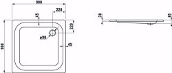 Picture of Laufen PLATINA - Duschwanne, quadratisch, Stahl emailliert (3,5 mm), flach (65 mm), 000 weiss, mit Schallschutz, 1080 x 1080 x 100, Art.Nr. : H2150120000411