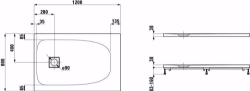 Picture of Laufen SOLUTIONS - Duschwanne, aus Verbundwerkstoff Marbond, superflach, rechteckig, auch für flächenbündigen Einbau geeignet, 000 weiss, 1300 x 900 x 40, Art.Nr. : H2154410000001