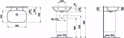 Picture of Laufen INO - Waschtisch INO 56X45 WS MATT, 757 weiss matt, 1 Hahnloch, 560 x 450 x 120, Art.Nr. : H8103027571041