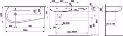 Picture of Laufen ALESSI ONE - Möbelwaschtisch, Ablage rechts, mit verdecktem Überlauf, inkl. Keramikabdeckung für Ablaufventil, 400 LCC-weiss, 1 Hahnloch, 1200 x 500 x 165, Art.Nr. : H8149734001041