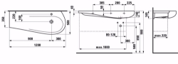 Picture of Laufen ALESSI ONE - Möbelwaschtisch, Ablage links, mit verdecktem Überlauf, inkl. Keramikabdeckung für Ablaufventil, 400 LCC-weiss, ohne Hahnloch, 1200 x 500 x 165, Art.Nr. : H8149744001091