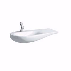 Picture of Laufen ALESSI ONE - Möbelwaschtisch, Ablage rechts, mit verdecktem Überlauf, inkl. Keramikabdeckung für Ablaufventil, 400 LCC-weiss, 1 Hahnloch, 900 x 500 x 165, Art.Nr. : H8149754001041