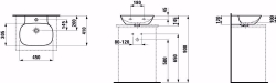 Picture of Laufen INO - Aufsatz-Handwaschbecken, 757 weiss matt, 1 Hahnloch, 450 x 410 x 120, Art.Nr. : H8163007571041