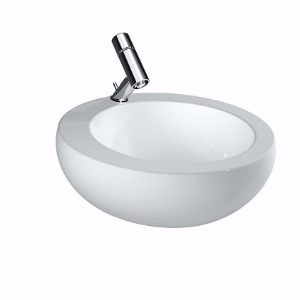 Picture of Laufen ALESSI ONE - Waschtisch-Schale mit Armaturenbank, mit verdecktem Überlauf, inkl. Keramikabdeckung für Ablaufventil, 400 LCC-weiss, 1 Hahnloch, 520 x 520 x 175, Art.Nr. : H8189714001041