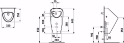 Picture of Laufen CAPRINO - Absauge-Urinal, Wasserzulauf innen, mit elektronischer Steuerung, Netzbetrieb (230V), vandalensicher, 400 LCC-weiss, 320 x 350 x 645, Art.Nr. : H8420654000001