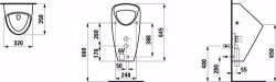 Picture of Laufen CAPRINO - Absauge-Urinal, Wasserzulauf innen, mit elektronischer Steuerung, Batteriebetrieb (6V), vandalensicher, 400 LCC-weiss, 320 x 350 x 645, Art.Nr. : H8420664000001