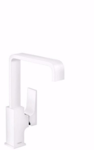 Picture of Hansgrohe Metropol Einhebel-Waschtischmischer 230 mit Hebelgriff, Schwenkauslauf und Push-Open Ablaufgarnitur, Mattweiß , Art.Nr. : 32511700