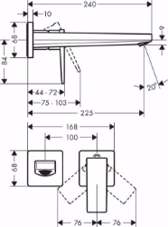 Picture of Hansgrohe Metropol Einhebel-Waschtischmischer Unterputz für Wandmontage mit Hebelgriff und Auslauf 22,5 cm, brushed black chrome , Art.Nr. : 32526340
