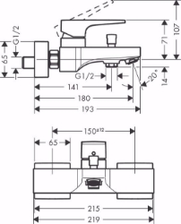 Picture of Hansgrohe Metropol Einhebel-Wannenmischer Aufputz mit Hebelgriff, Mattweiß , Art.Nr. : 32540700
