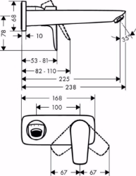 Picture of Hansgrohe Talis E Einhebel-Waschtischmischer Unterputz für Wandmontage mit Auslauf 22,5 cm, Mattschwarz , Art.Nr. : 71734670