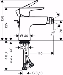 Picture of Hansgrohe Talis E Einhebel-Bidetmischer 80 mit Zugstangen-Ablaufgarnitur, Mattschwarz , Art.Nr. : 71720670