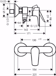 Picture of Hansgrohe Talis E Einhebel-Brausenmischer Aufputz, brushed bronze , Art.Nr. : 71760140