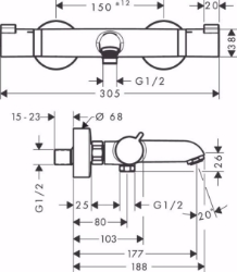 Picture of Hansgrohe Ecostat Wannenthermostat Comfort Aufputz, Mattschwarz , Art.Nr. : 13114670