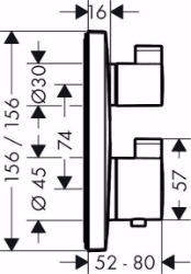 Picture of Hansgrohe Ecostat Square Thermostat Unterputz für 2 Verbraucher, brushed black chrome , Art.Nr. : 15714340