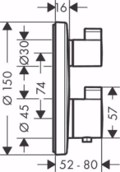 Picture of Hansgrohe Ecostat S Thermostat Unterputz für 2 Verbraucher, Mattschwarz , Art.Nr. : 15758670