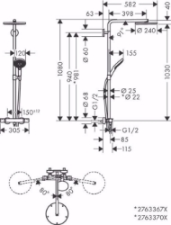 Picture of Hansgrohe Raindance Select S Showerpipe 240 1jet PowderRain mit Ecostat Comfort Thermostat, Mattschwarz , Art.Nr. : 27633670