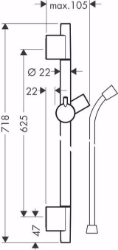 Picture of Hansgrohe Unica Brausenstange S Puro 65 cm mit Brausenschlauch, Mattweiß , Art.Nr. : 28632700