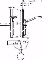 Picture of Hansgrohe Rainfinity Brausenset 130 3jet mit Brausenstange 90 cm, chrom , Art.Nr. : 27671000