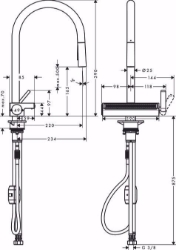 Picture of Hansgrohe Aquno Select M81 Einhebel-Küchenmischer 170, Ausziehbrause, 3jet, chrom , Art.Nr. : 73837000
