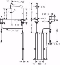 Picture of Hansgrohe Metris Select M71 2-Loch Einhebel-Küchenmischer 200, Ausziehbrause, 2jet, sBox, chrom , Art.Nr. : 73818000