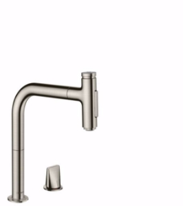 Picture of Hansgrohe Metris Select M71 2-Loch Einhebel-Küchenmischer 200, Ausziehbrause, 2jet, sBox, edelstahl finish , Art.Nr. : 73818800