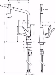 Picture of Hansgrohe Metris Select M71 Einhebel-Küchenmischer 320, Ausziehbrause, 2jet, chrom , Art.Nr. : 73820000