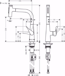 Picture of Hansgrohe Metris Select M71 Einhebel-Küchenmischer 240, Ausziehbrause, 2jet, chrom , Art.Nr. : 73822000