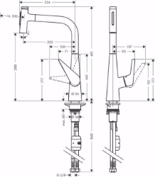 Picture of Hansgrohe Talis Select M51 Einhebel-Küchenmischer 300, Ausziehbrause, 2jet, edelstahl finish , Art.Nr. : 72823800