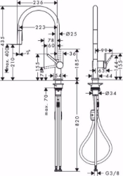Picture of Hansgrohe Talis M54 Einhebel-Küchenmischer 210, Ausziehbrause, 2jet, edelstahl finish , Art.Nr. : 72800800