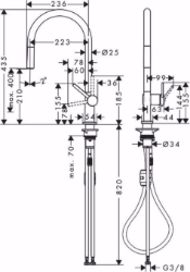 Picture of Hansgrohe Talis M54 Einhebel-Küchenmischer 210, Ausziehauslauf, 1jet, chrom , Art.Nr. : 72802000